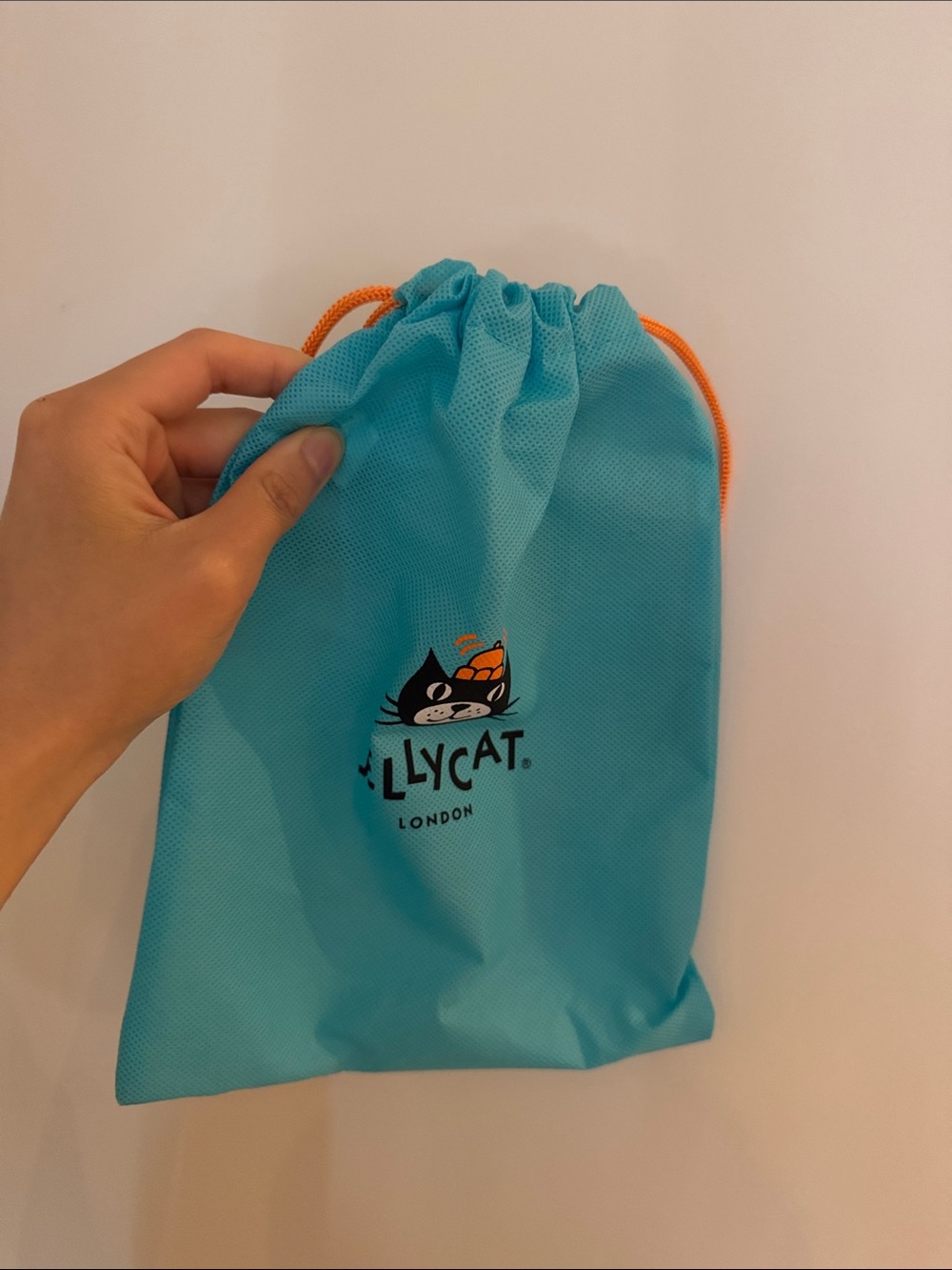 Jellycat Turquoise Drawstring Pouch with Orange Cord